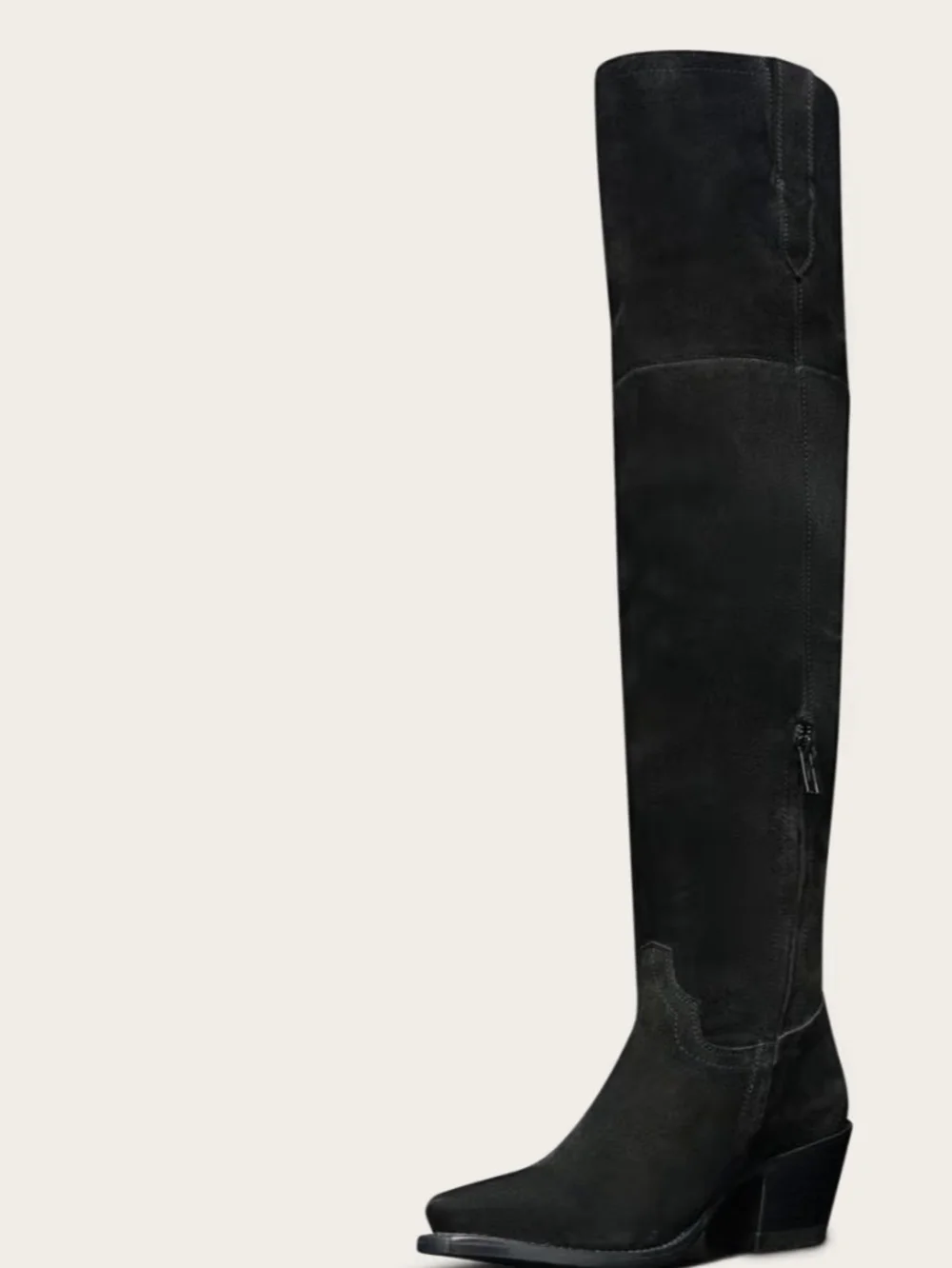 Tecovas Black Over-the-Knee Suede Boots with Side Zip